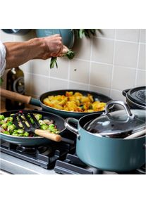 Greenpan Mayflower hapjespan met deksel 24 cm - inductie - anti-aanbak - PFAS-vrij, Pfanne + Kochtopf, Blau