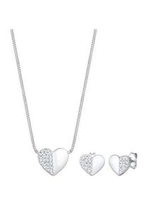 Elli, Schmuck Set, Jewellery Set Ladies heart set with crystals in 925 sterling silver Silver Crystal
