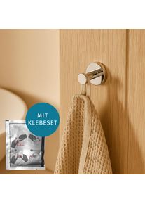 AquaCraft 100 Handtuchhaken ohne Bohren zum Kleben inkl. Klebeset, chrom Set zum Kleben, chrom