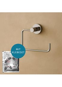 AquaCraft 100 Toilettenpapierhalter zum Kleben, ohne Deckel, chrom, mit Klebeset Set zum Kleben, chrom
