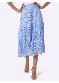 Damen Spitzenrock , blickdicht durch Viskose-Futter in eisblau ,Größe 36, WITT, 100% Polyester