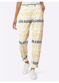 Damen Jogg Pants in bequemer Jersey-Stretch-Qualit&auml;t in ecru-moos-bedruckt ,Gr&ouml;&szlig;e 36, WITT, 75% Polyamid, 25% Elasthan