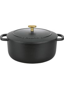 Ballarini Cocotte BELLAMONTE 28 cm rund 7,0 Liter Bräter aus Gusseisen schwarz, Pfanne + Kochtopf, Schwarz