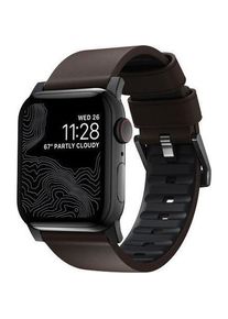 Nomad Active Band Pro -nahkaranneke, Apple Watch 49 / 45 / 44 /, musta/ruskea (Heinen-Leder und FKM-Fluorelastomer-Gummi), Uhrenarmband, Braun