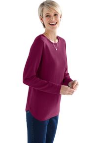 Damen Baumwollpullover mit überlappendem Saum bordeaux Größe 42