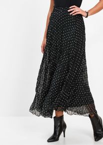 bonprix Mujer, Falda de gasa con efecto arrugado, negro, 36
