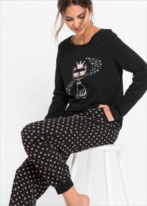 Pyjamas av ekologisk bomull - svart - storlek 56/58 (3XL) - bonprix