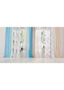 Gardin med färgskiftning i återvunnen polyester (2-pack) - beige - storlek 145x144 cm - bonprix