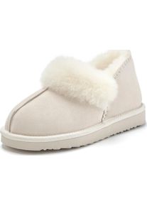 Dames Huisschoen in beige ,maat 36, Witt, 100% Leer