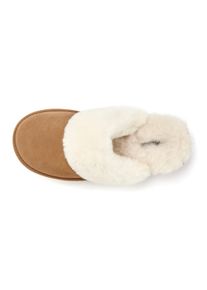 Dames slippers in camelkleuren ,maat 39, Witt, 100% Leer