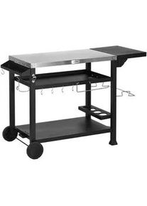 Outsunny Grillwagen, Edelstahl, Metall, Schwarz , 68x84x125 cm , Grills, Holzkohlegriller