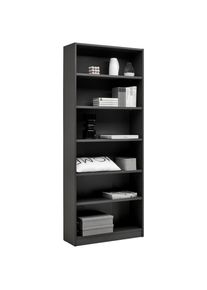 CARRYHOME Regal, Anthrazit, Holzwerkstoff, 5 F&auml;cher, 80x199.2x28 cm, stehend, Wohnzimmer, Regale, B&uuml;cherregale