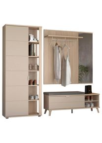 Stylife Garderobe, Eichefarben, Kaschmir, Holzwerkstoff, 5-teilig, 225x199x38 cm, Garderobe, Garderoben-Sets & Garderoben-Serien, Garderoben-Sets