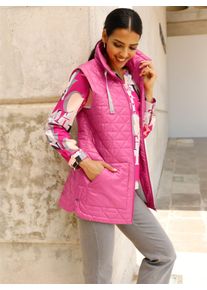 Dames Bodywarmer met drukknopen in fuchsia ,maat 48, WITT, 100% Polyester. Wattering: 100% Polyester