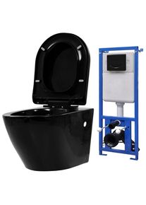 Inodoro de pared con cisterna oculta cerámica negro