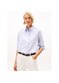 Tommy Hilfiger, Damen, Hemdbluse &raquo;OXFORD RELAXED FIT SHIRT mit Hemdblusenkragen und Stickerei&laquo; mit Streifen, Classic Ithaka Stp Breezy Blue, 46, 