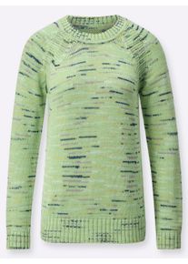 Dames Pullover met ronde hals met elastische boorden in resedagroen gemêleerd ,maat 38, WITT, 85% Katoen, 15% Polyacryl