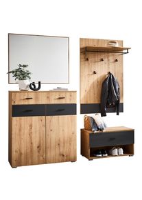 CARRYHOME Garderobe, Anthrazit, Eiche Artisan, Holzwerkstoff, 4-teilig, 165x198x38 cm, FSC Mix, Garderobe, Garderoben-Sets & Garderoben-Serien, Garderoben-Sets