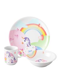 Seltmann Weiden Kindergeschirrset, Rosa, Wei&szlig;, Keramik, 3-teilig, Tier, 21x20x21 cm, F&uuml;ttern, Kindergeschirr & Kinderbesteck