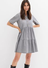 bonprix Jeanskleid, grau, Gr.40, A-f&ouml;rmiges Jeanskleid mit V-Ausschnitt, 100% Baumwolle