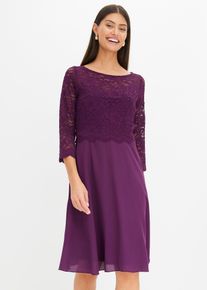 Mini-robe &agrave; dentelle - violet - taille 36 - bonprix