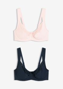 Lot de 2 soutiens-gorge &agrave; armatures et dentelle - rose - taille 110C avec coton - bonprix