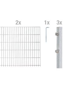 Alberts Doppelstabmattenzaun »Grundset« Höhe: 80-160 cm in silberfarben, Größe H/L: 140 cm x 4 m