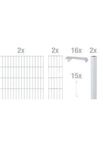 Alberts Gabionenzaun »Cluster-Gabionen Grundset« feuerverzinkt in silberfarben, Größe H/L: 100 cm x 2 m
