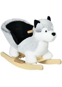 HOMCOM Kinder Schaukeltier, Grau+Schwarz, Pappelholz+ Metall , Holz , 33x50x60 cm , Spielzeug, Sonstiges Spielzeug