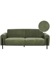 Beliani 3-Sitzer-Sofa Cord olivgrün Askim , Textil , 207x87x89 cm , Wohnzimmer, Sofas & Couches, Sofas, 3-Sitzer Sofas