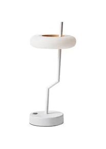 Beliani Led-Tischleuchte Weiß/Heller Holzfarbton Alviela , Metall , LED integrated , 16x36x16 cm , Lampen & Leuchten, LED Beleuchtung, LED-Tischlampen