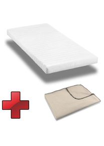 Colchón de espuma Confort K10 80 x 200 cm, altura 10 cm, nivel de firmeza H3 + manta acogedora Sleezzz Smart 140 x 200 cm