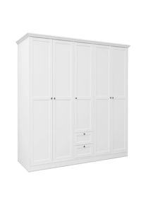 Mid.you Dreht&uuml;renschrank , Wei&szlig; , Holzwerkstoff , 6 F&auml;cher , 2 Schubladen , 190x200x67 cm , Schlafzimmer, Komplette Schlafzimmer und Serien, Schlafzimmerserien