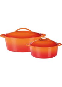 GSW, Topf-Set &raquo;Orange Shadow&laquo; Set, 1x Kochtopf &Oslash; 24 cm, 1 x Br&auml;ter 32x25 cm, je mit Deckel, 4 Stk. tlg. Gusseisen, orange, orange