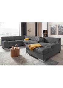 DOMO collection, Wohnlandschaft &raquo;Bero, elegant und zeitlos, flache Armlehnen, Breite 328cm, U-Form&laquo; fester Sitzkomfort, wahlweise mit Bettfunktion, 
