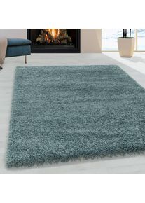Ayyildiz Teppiche, Hochflor-Teppich &raquo;SYDNEY 3000&laquo; rechteckig 30 mm H&ouml;he Shaggy, Langflor, uni, auch in rund, Wohnzimmer, aquablau, Polypropylen (PP), 