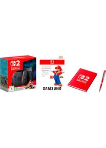 Nintendo Switch , Konsolen-Set »Switch 2 Mario Kart World-Set + Samsung mircoSD EXPRESS 256 GB« 256 GB , schwarz , Stereo-Lautsprecher: Die...