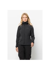 Jack Wolfskin, Damen, Softshelljacke &raquo;KAMMWEG JKT W&laquo; mit Kapuze, black, M (38/40), black, Mit Wollanteil
