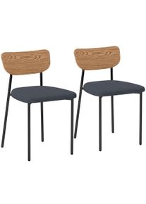 HOMCOM Set of 2 dining chairs, linen-look, armless design, metal legs, gray | Aosom Ireland