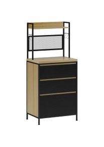 HOMCOM Industrial-style kitchen cabinet with 3 drawers, worktop, shelf and 4 hooks, 60x40x132cm | Aosom Ireland