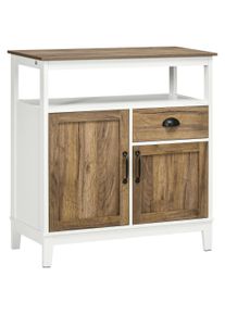 HOMCOM Kitchen sideboard storage cabinet 2 doors drawer adjustable shelf open compartment 76,6 x 35 x 81,5 cm brown oak | Aosom Ireland