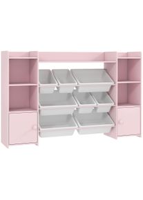 AIYAPLAY Children's storage shelf, shelf for toys and books, for tidy organizing, 8 removable bins, Pink | Aosom Ireland