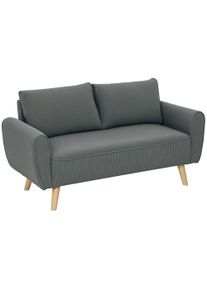 HOMCOM Two-Seater Sofa, Fabric Couch, 2 Back Cushions, Cord Cover, 145 x 75 x 78 cm, Anthracite | Aosom Ireland