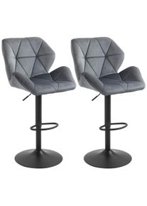 HOMCOM Bar Stool 2-Pack, Padded Bar Chair with Metal Frame, Backrest, Velvet-Look, Height Adjustable 360&deg; Swivel | Aosom Ireland