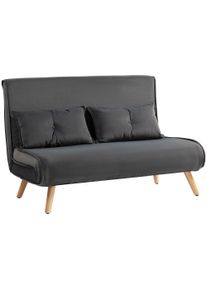 HOMCOM 2-seater sofa bed, sofa bed, convertible couch, adjustable backrest, fabric upholstery, metal frame, Grey | Aosom Ireland