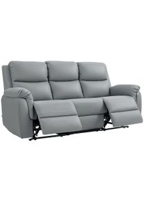 HOMCOM 3-seater sofa, left and right seats reclinable, adjustable footrest, faux leather upholstery, for living room, dark gray | Aosom Ireland