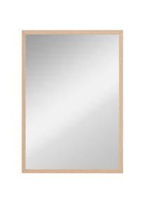 HOMCOM Rectangular Wall Mirror 50 x 70 cm, Wood Frame, Ideal for Bathroom, Living Room or Bedroom, Natural | Aosom Ireland