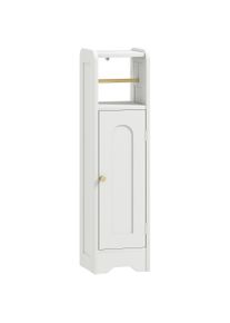 HOMCOM Small Bathroom Storage Cabinet with Toilet Roll Holder - White | Aosom Ireland