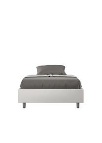 Letto Sommier contenitore imbottito 140x190 similpelle bianco Azelia