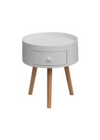 Rebecca Mobili Comodino 1 Cassetto Tavolino Tondo in Legno Bianco Moderno per Camera da Letto